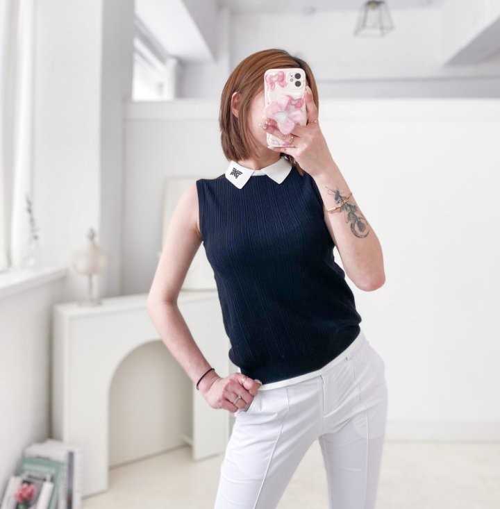 PXG 여성 여름 칼라 민소매 스웨터(2color)