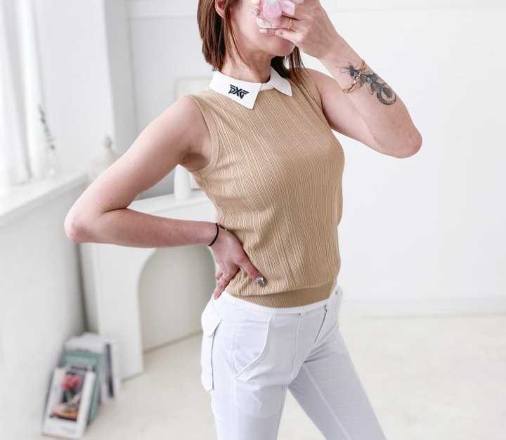 PXG 여성 여름 칼라 민소매 스웨터(2color)