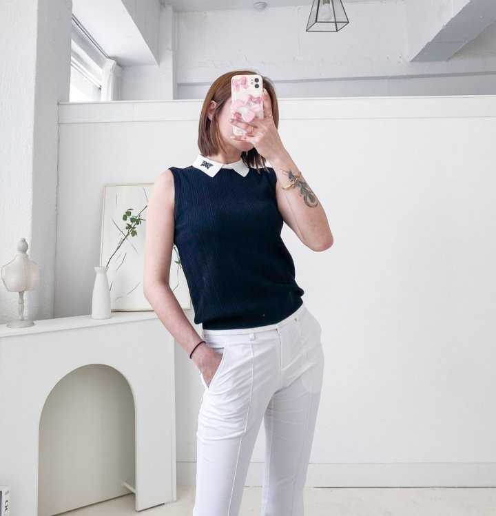 PXG 여성 여름 칼라 민소매 스웨터(2color)