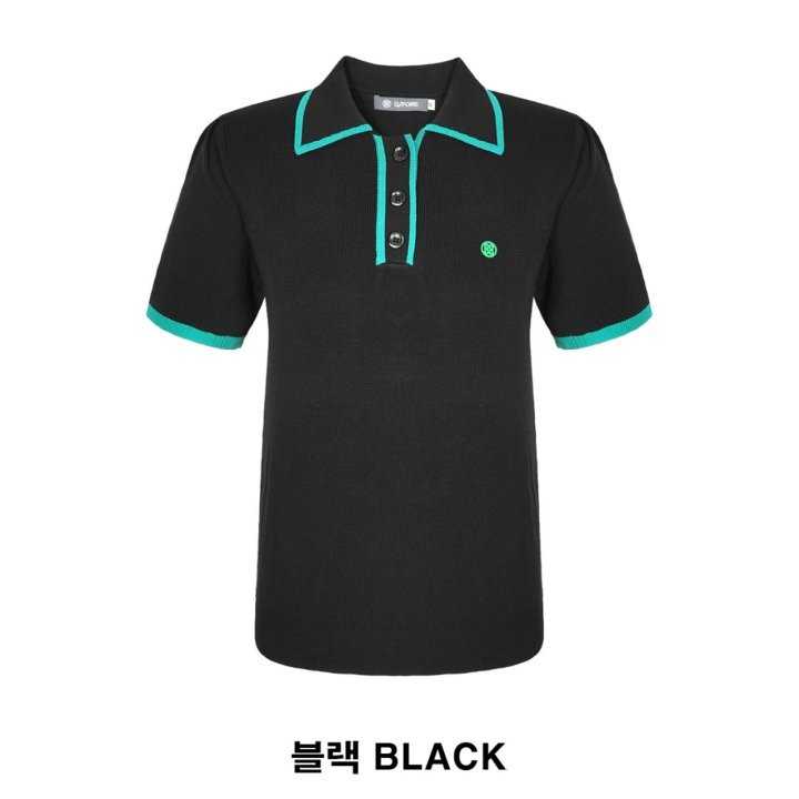 지포어 라인 포인트 PK 니트 반팔 카라티(2color)