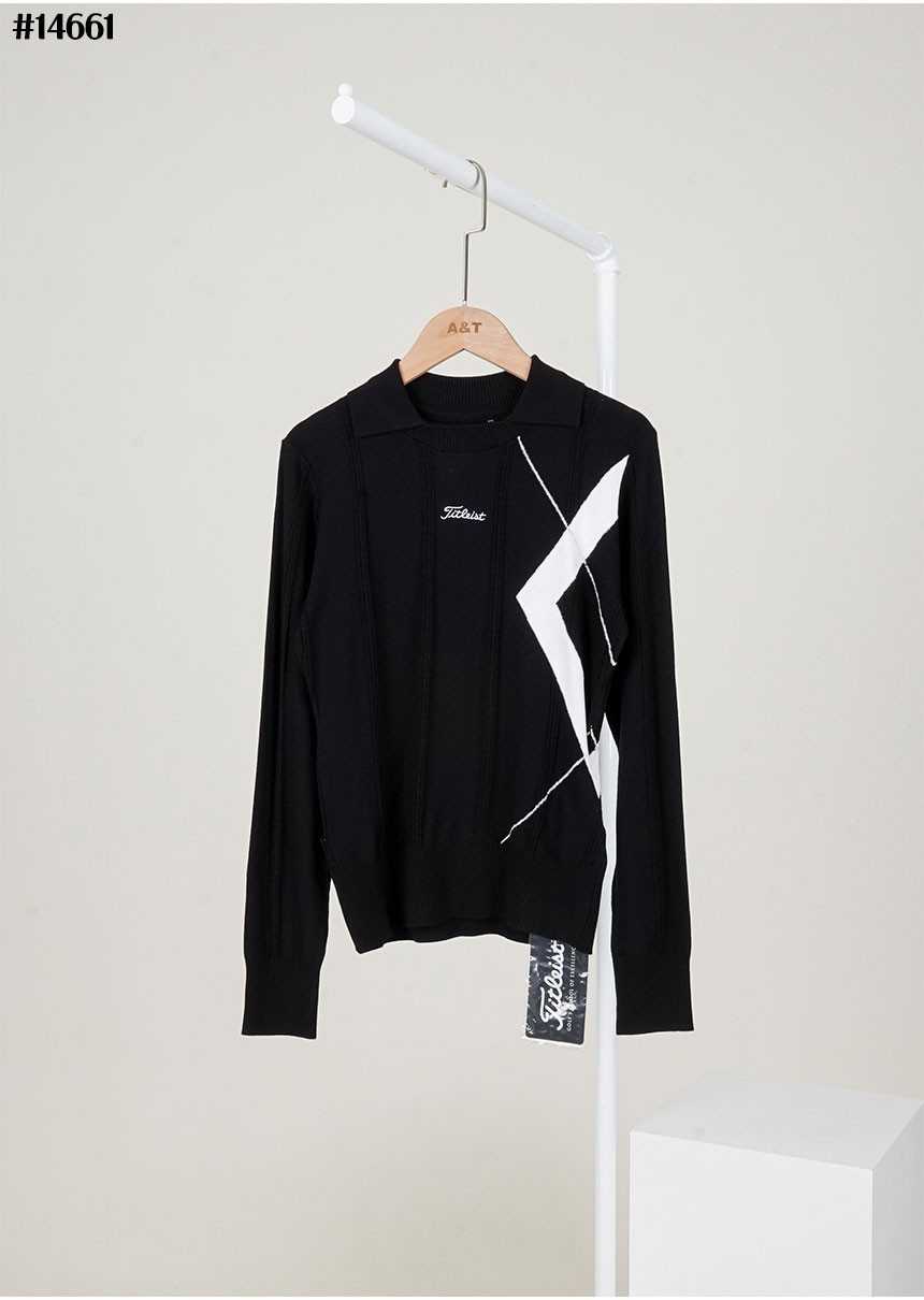타이틀리스트 여성 아가일 배색 패턴 PK 스웨터(2color)