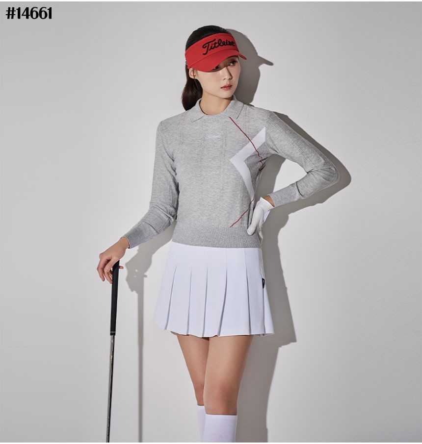 타이틀리스트 여성 아가일 배색 패턴 PK 스웨터(2color)