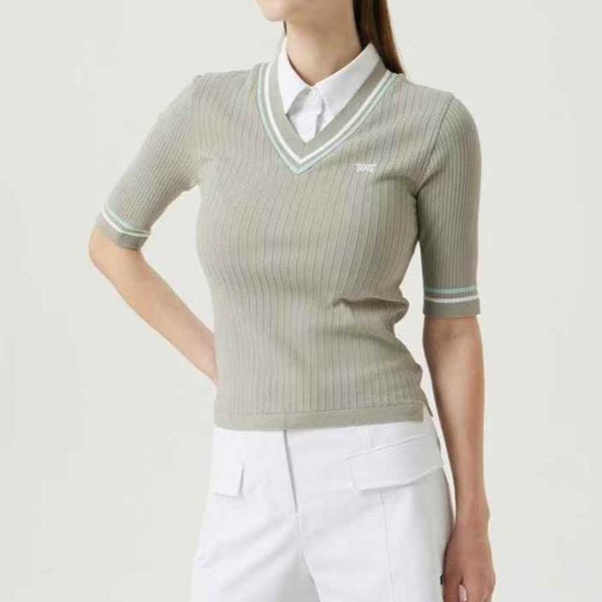 PXG 여성 셔츠 레이어드 브이넥 슬리브(2color)