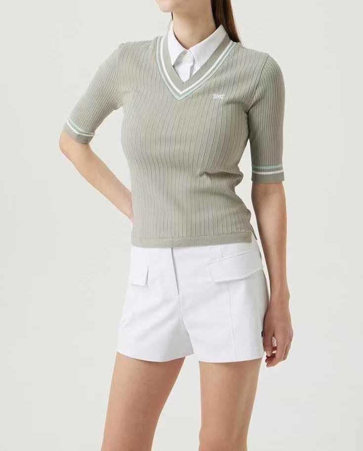 PXG 여성 셔츠 레이어드 브이넥 슬리브(2color)