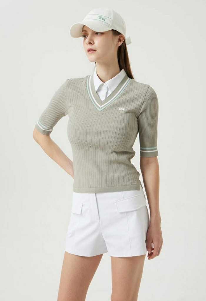 PXG 여성 셔츠 레이어드 브이넥 슬리브(2color)