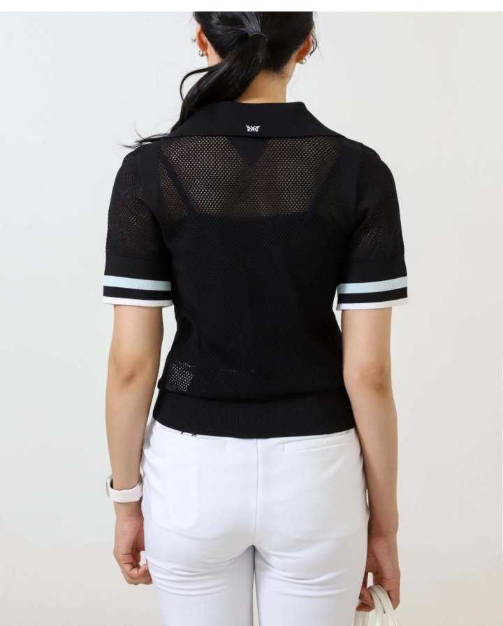 PXG 수입 우먼 썸머 포인트 카라 숏 슬리브 니트(2color)