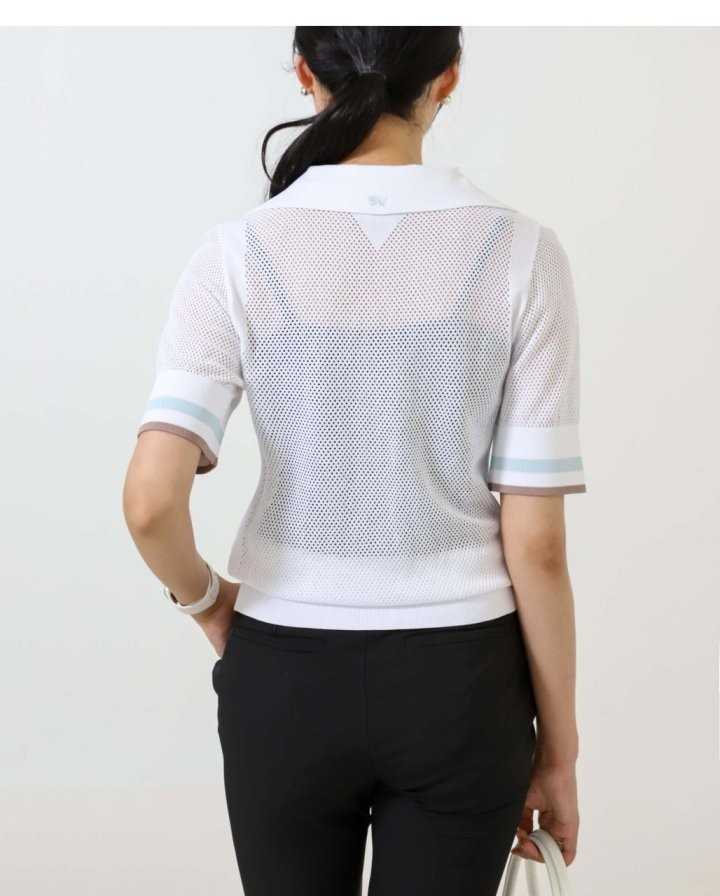 PXG 수입 우먼 썸머 포인트 카라 숏 슬리브 니트(2color)