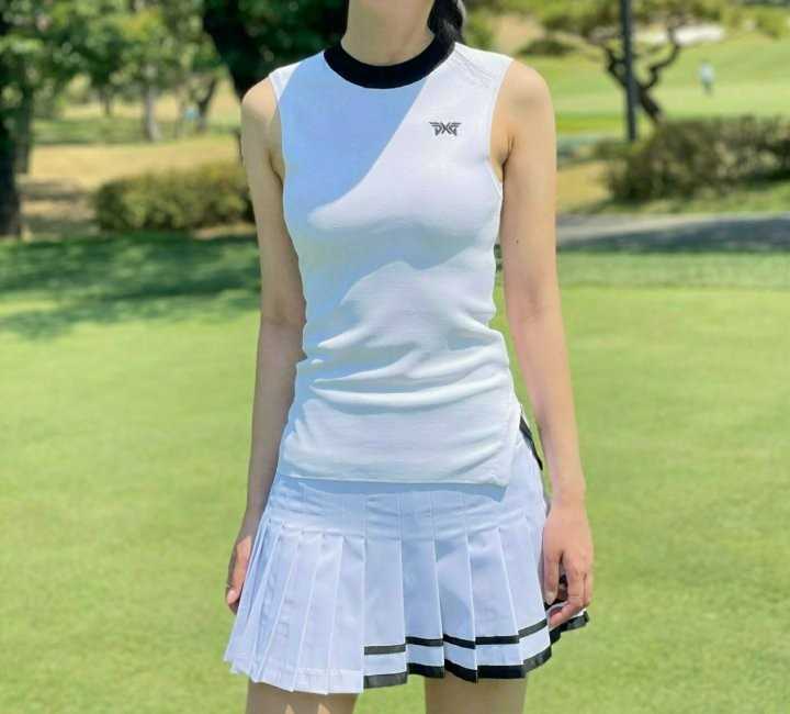 PXG 우먼 베이직 하이넥 니트 썸머 베스트