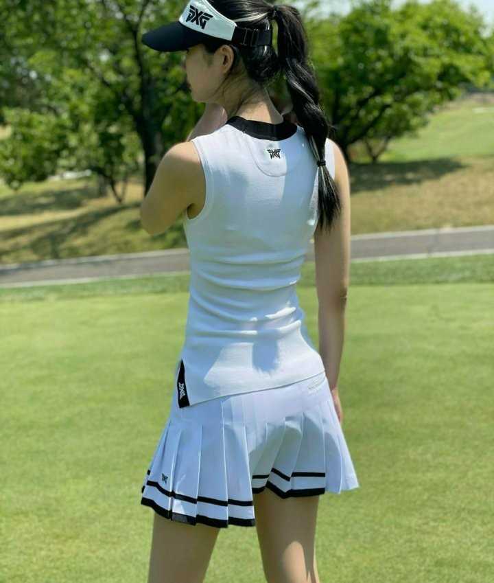 PXG 우먼 베이직 하이넥 니트 썸머 베스트