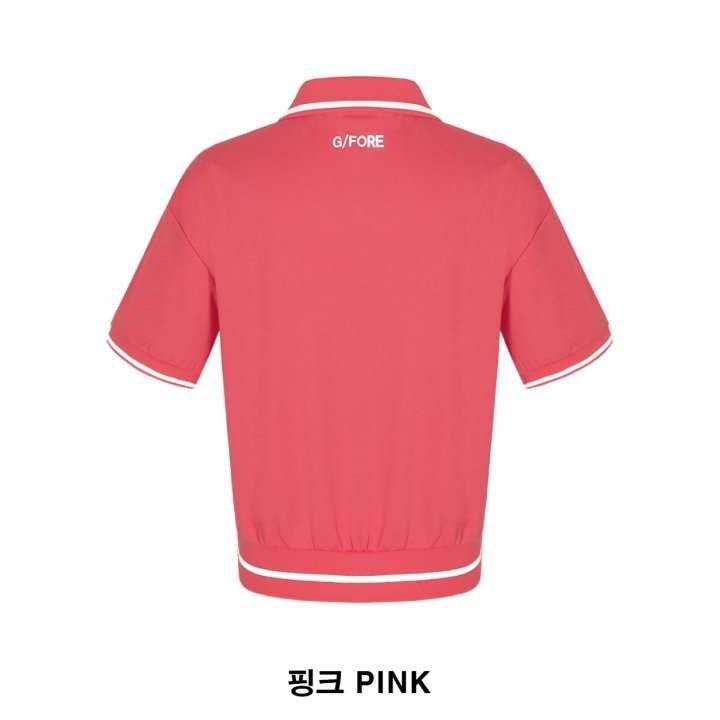 지포어 여성 하프집업 스판 반팔 카라티(4color)