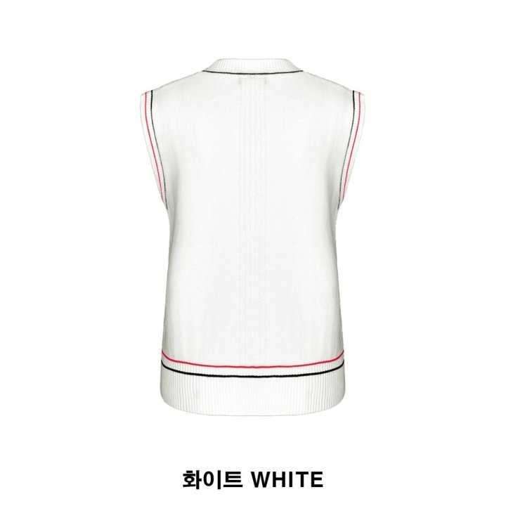 타이틀리스트 자수 로고 케이블 브이넥 니트 조끼(3color)