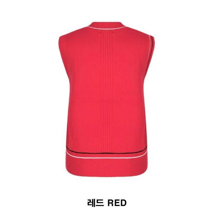 타이틀리스트 자수 로고 케이블 브이넥 니트 조끼(3color)