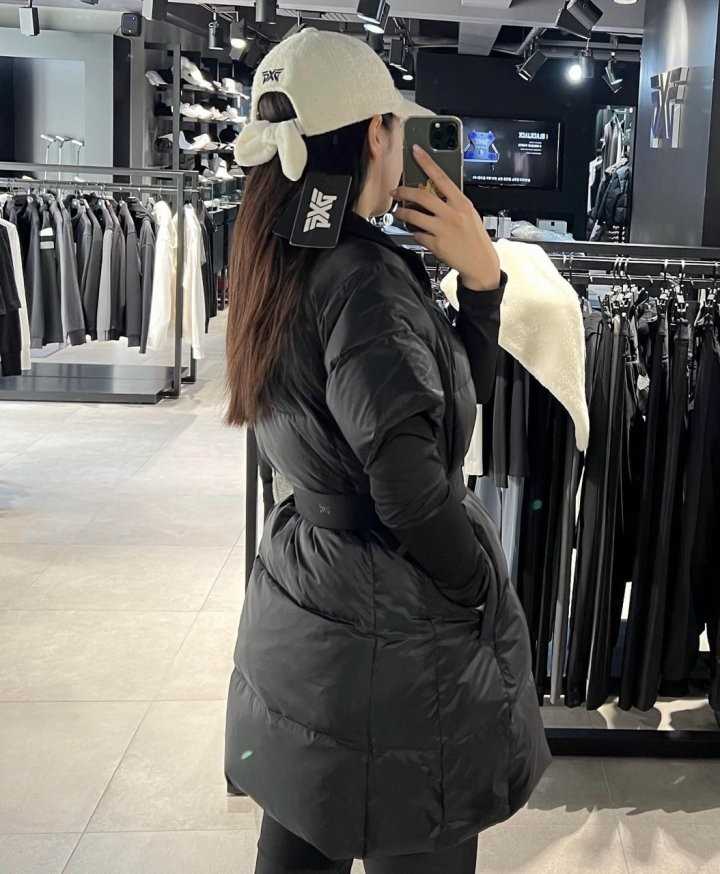 PXG 여성 겨울 하프 슬리브 롱 다운 베스트