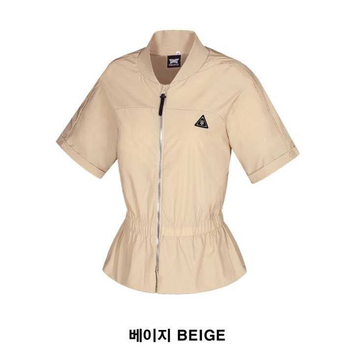 PXG 여성 웨이스트 밴딩 풀집업 반팔 자켓(2color)
