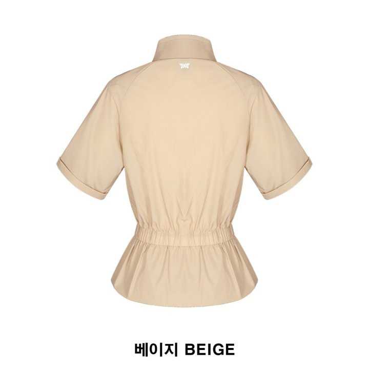 PXG 여성 웨이스트 밴딩 풀집업 반팔 자켓(2color)