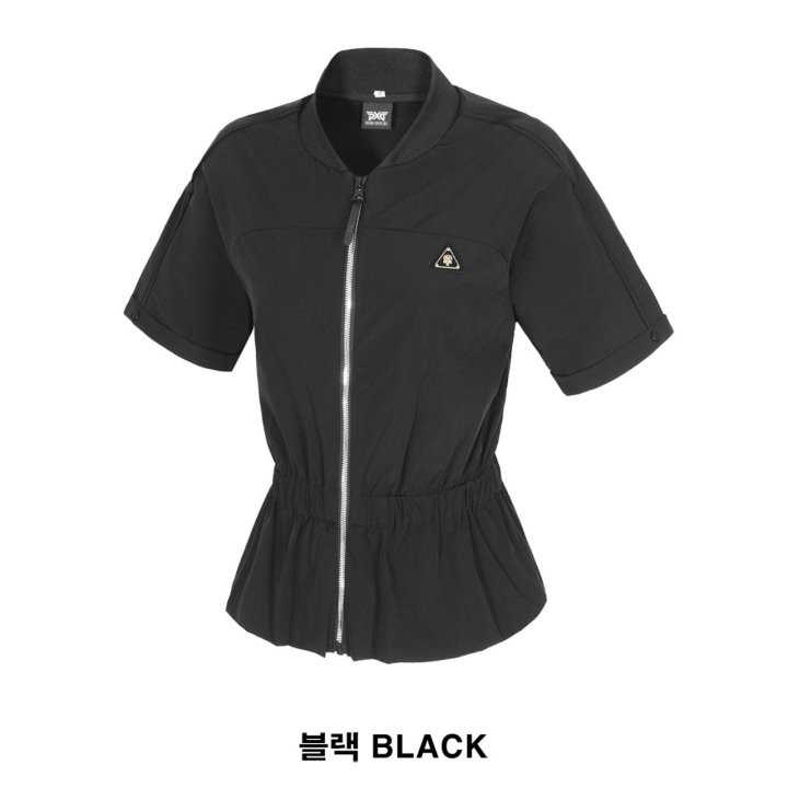 PXG 여성 웨이스트 밴딩 풀집업 반팔 자켓(2color)