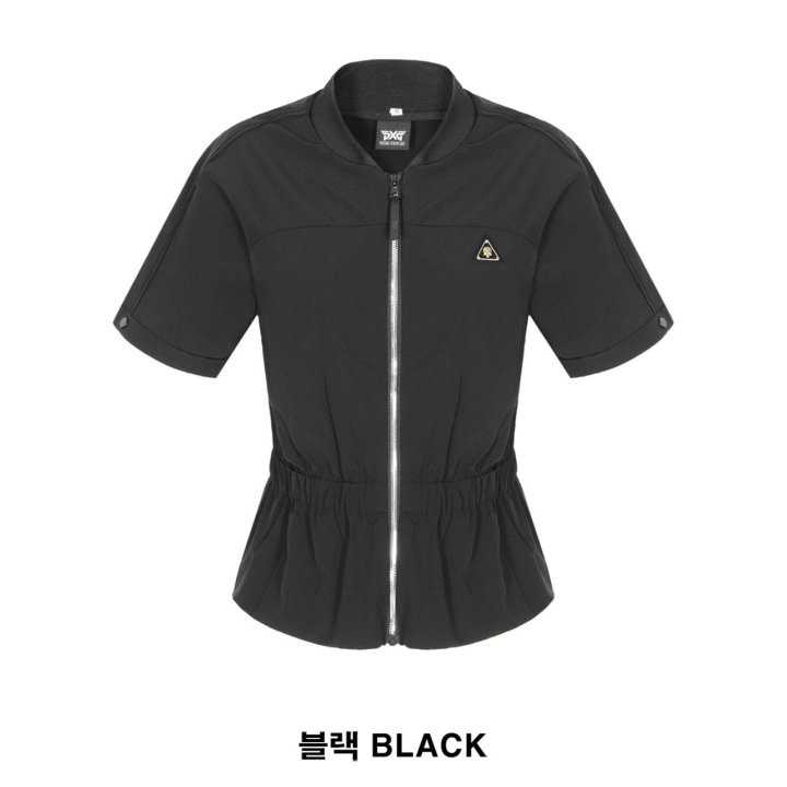 PXG 여성 웨이스트 밴딩 풀집업 반팔 자켓(2color)