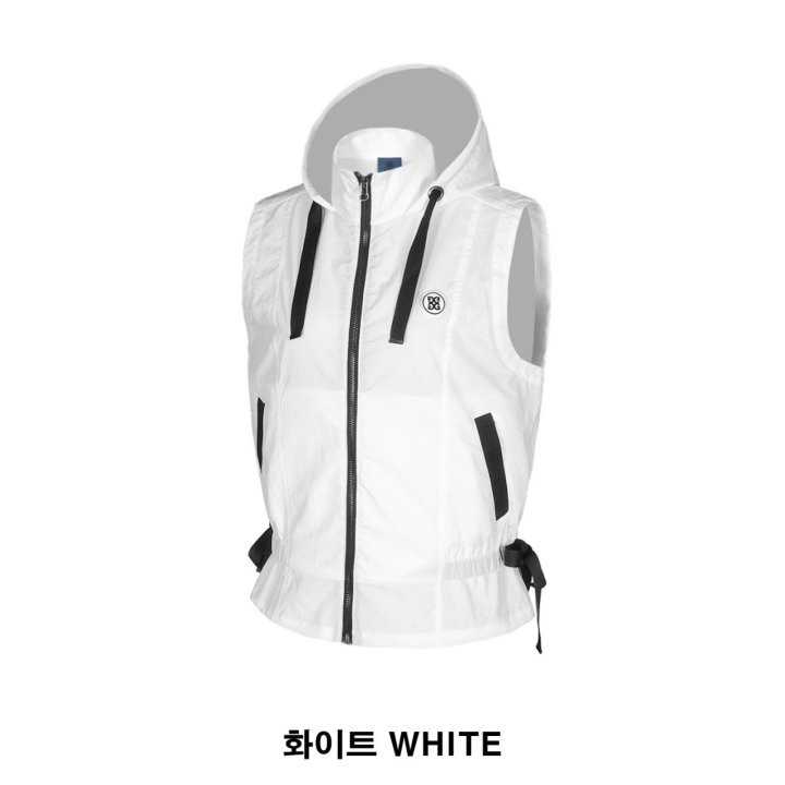 지포어 여성 냉감 스트링 와플 후드 조끼(2color)