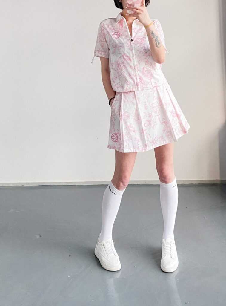 사우스케이프 플라워 패턴 플리츠 스커트 세트(2color)