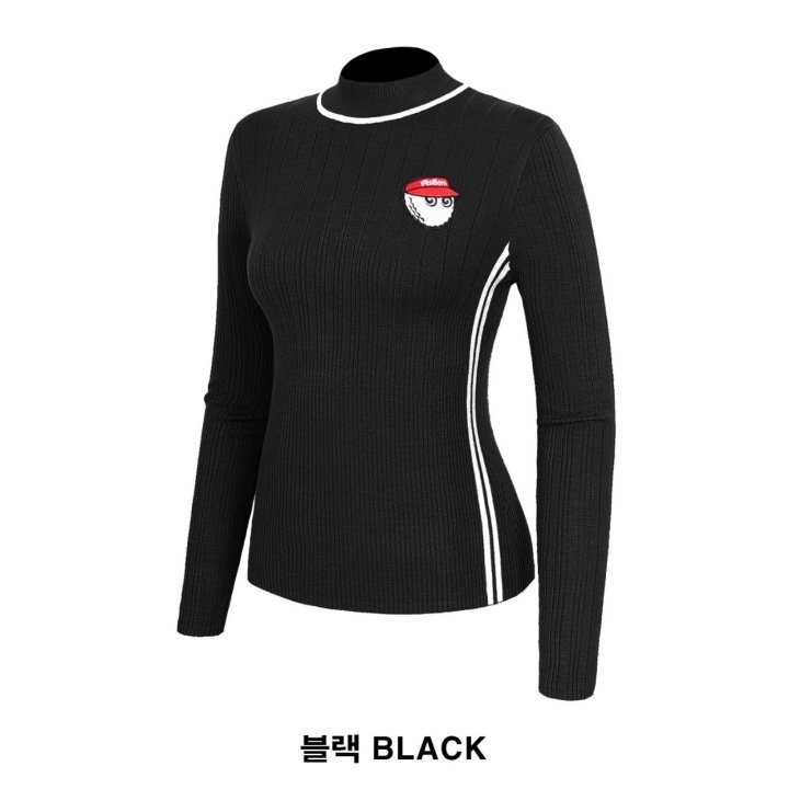 말본 여성 버킷 패치 골지 니트 목폴라(2color)