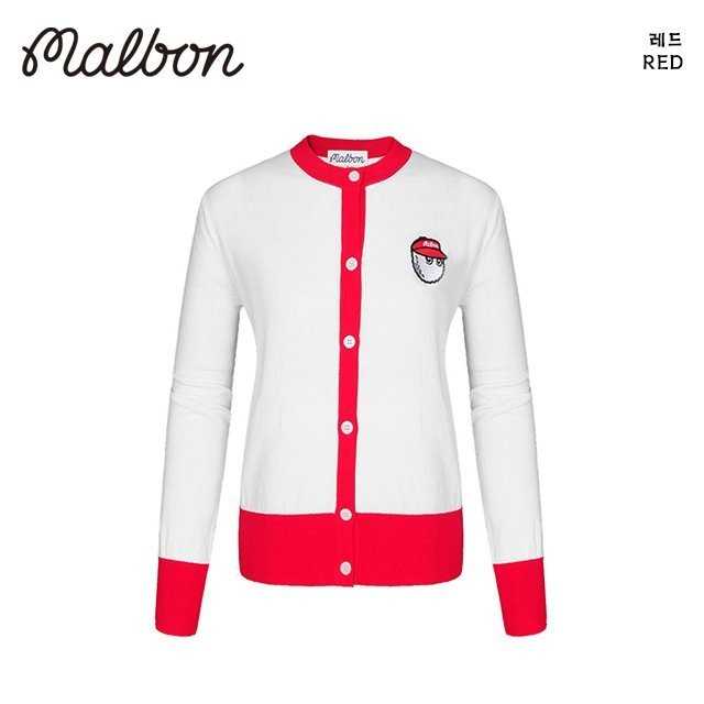 말본 여성 버킷 패치 라운드 니트 가디건(2color)