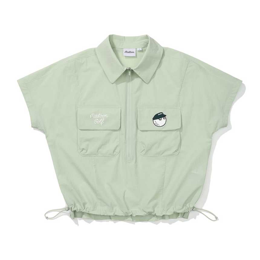 말본 여성 하프집업 우븐 베스트(2color)