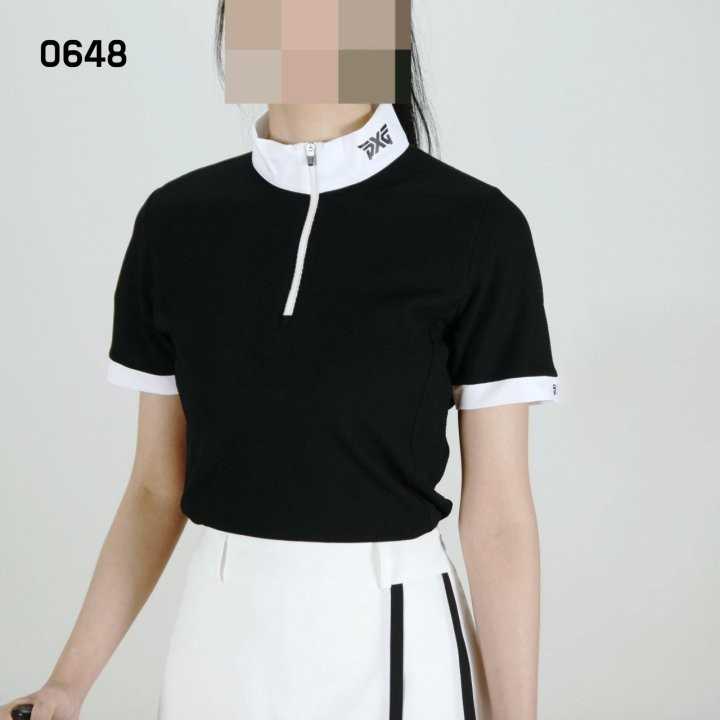 PXG 여자 0648 와플 반팔 반집업 티셔츠(3color)