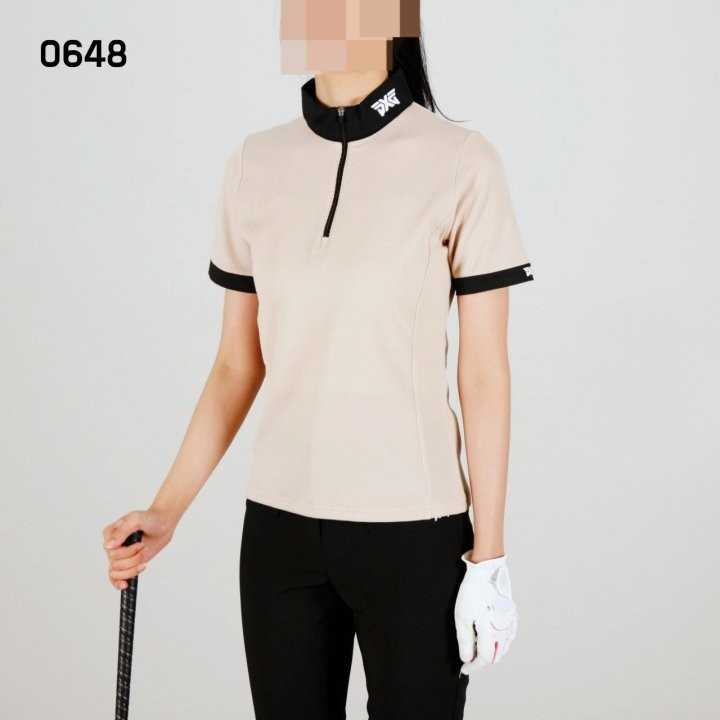 PXG 여자 0648 와플 반팔 반집업 티셔츠(3color)