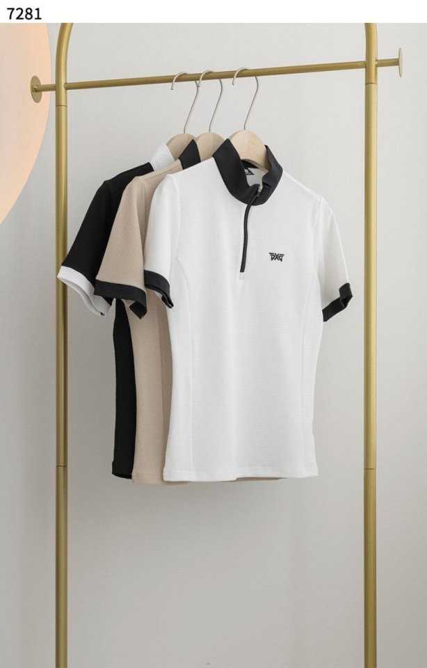 PXG 수입고급 여성 여름 쿨링 카라 반팔 집업티셔츠(3color)