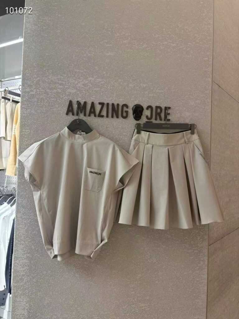 어메이징크리 여성 트레블 부스터 에어홀 티셔츠&스커트 세트(2color)