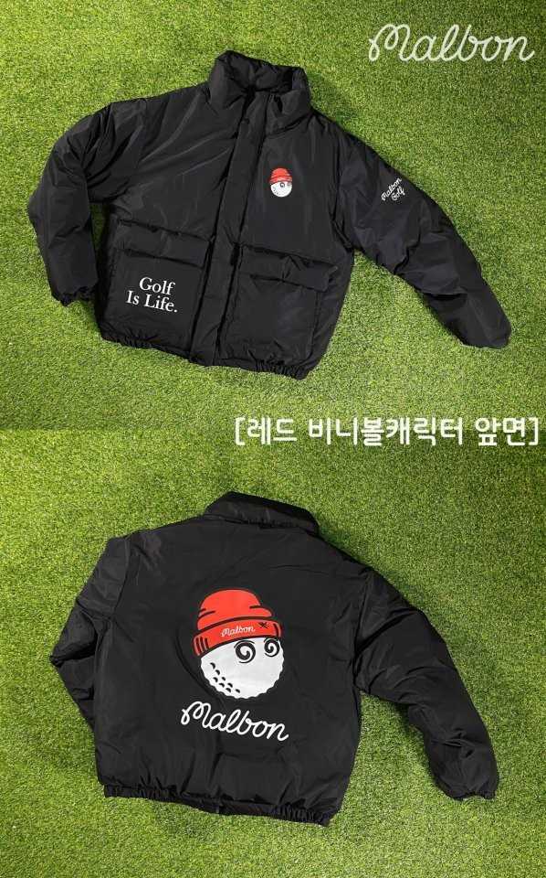 말본 남녀공용 그린&레드 비니 볼캐릭터 워시드 리나일론 리버시블 헤비 숏 패딩(3color)