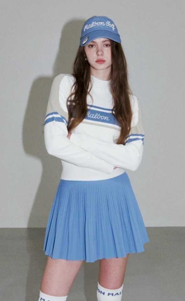 말본 여성 컬러블럭 니트
