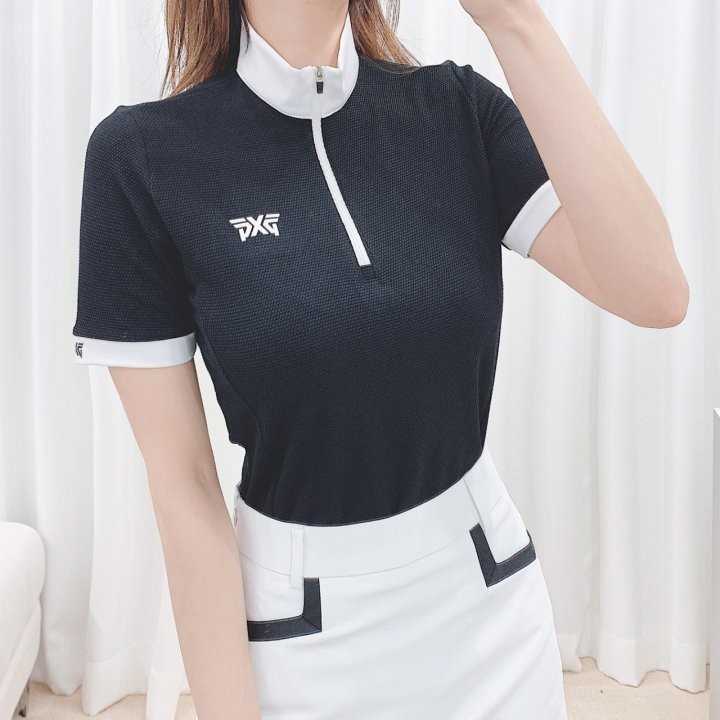PXG 여성 여름 모크넥 배색 셔츠(3color)