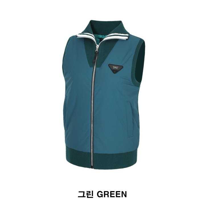 PXG 여성 풀집업 우븐 방풍 니트 베스트 조끼(3color)