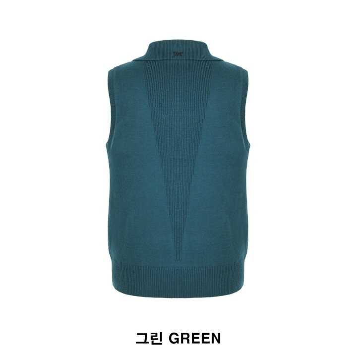 PXG 여성 풀집업 우븐 방풍 니트 베스트 조끼(3color)