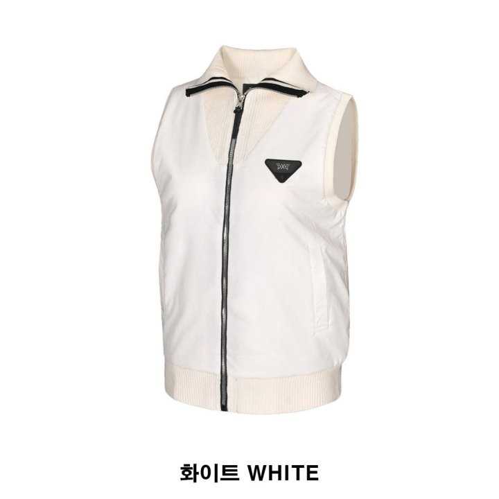 PXG 여성 풀집업 우븐 방풍 니트 베스트 조끼(3color)