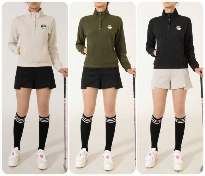 말본 수입 우먼 모크넥 하프 집업 티셔츠(3color)