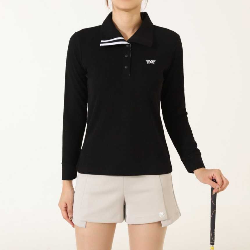PXG 수입 우먼 슬라브리스 롱 카라 티셔츠(2color)