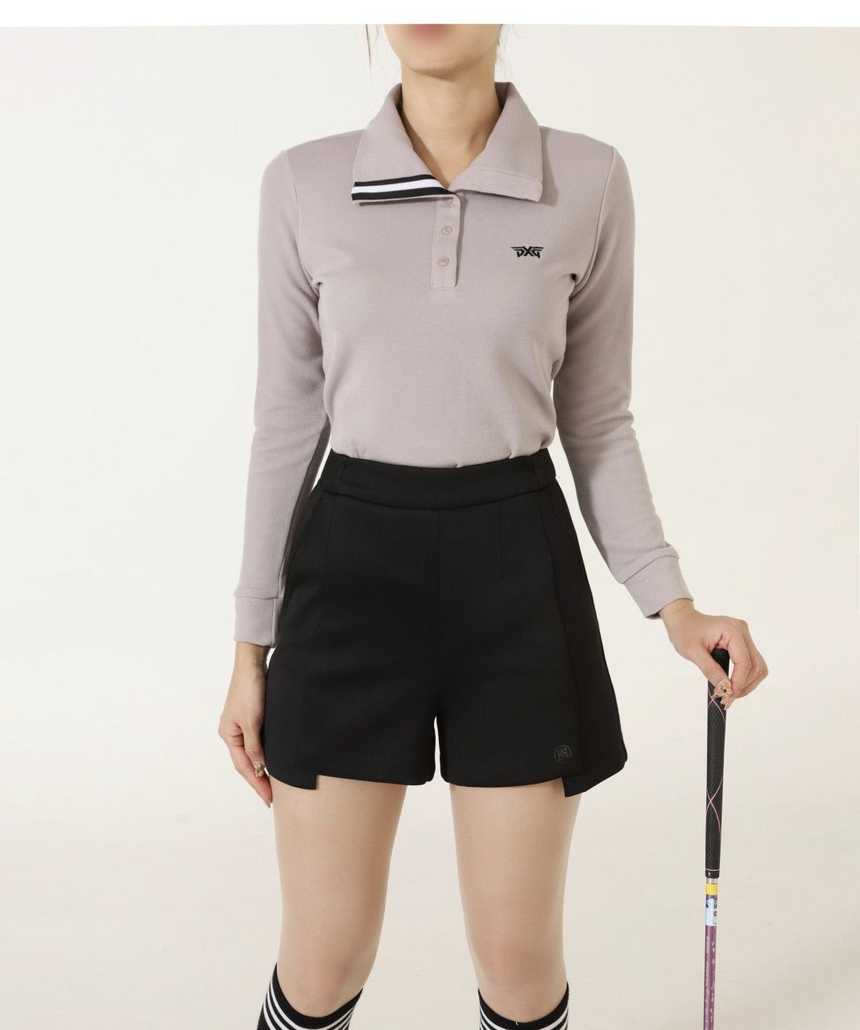 PXG 수입 우먼 슬라브리스 롱 카라 티셔츠(2color)