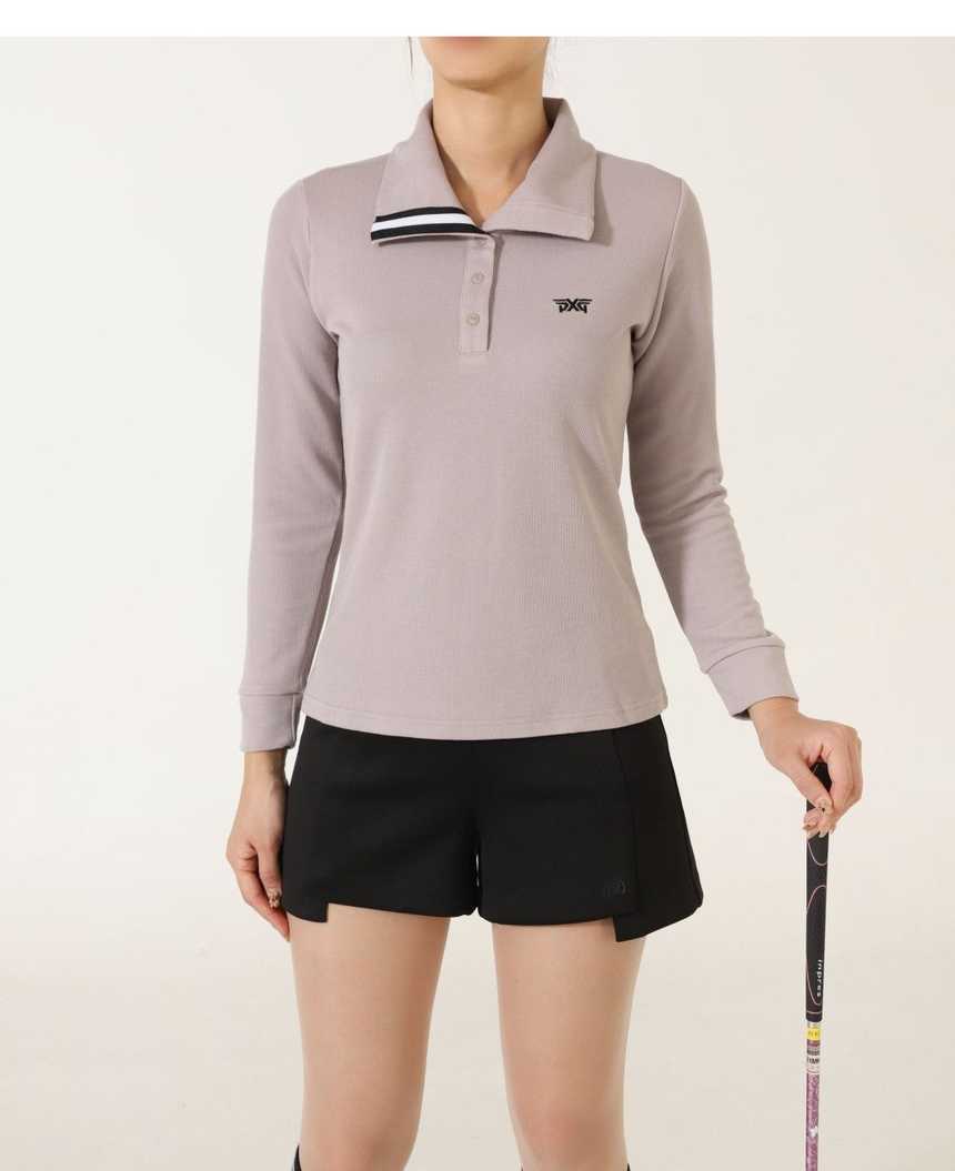 PXG 수입 우먼 슬라브리스 롱 카라 티셔츠(2color)