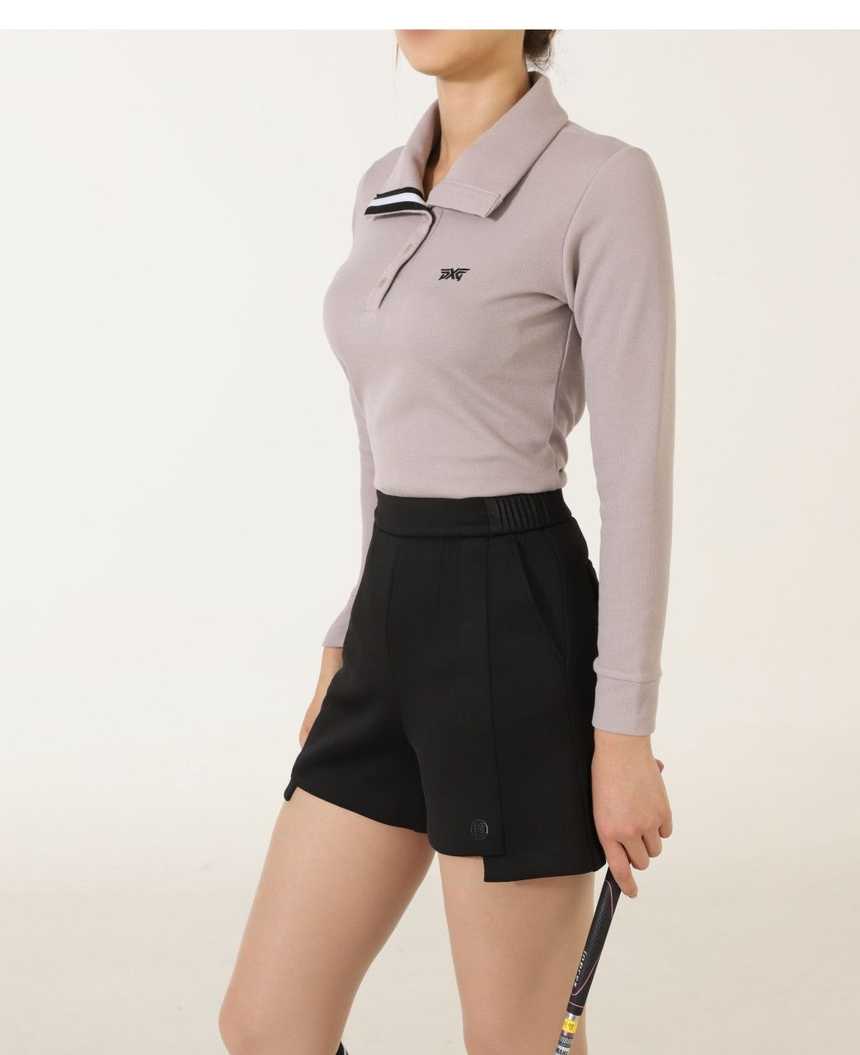 PXG 수입 우먼 슬라브리스 롱 카라 티셔츠(2color)