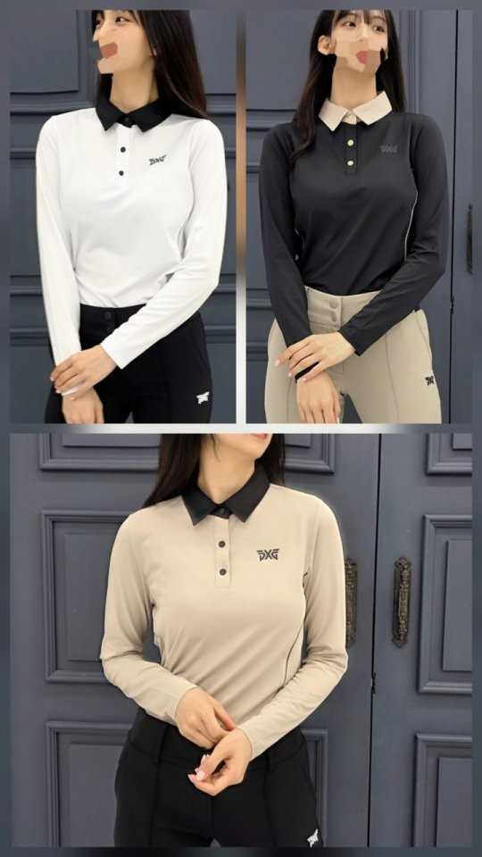 PXG 여성 라인 배색 PK 셔츠 펀칭 투어 셔츠(3color)
