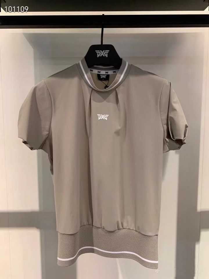PXG 여성 여름 핀턱 포인트 숏 슬리브 티셔츠