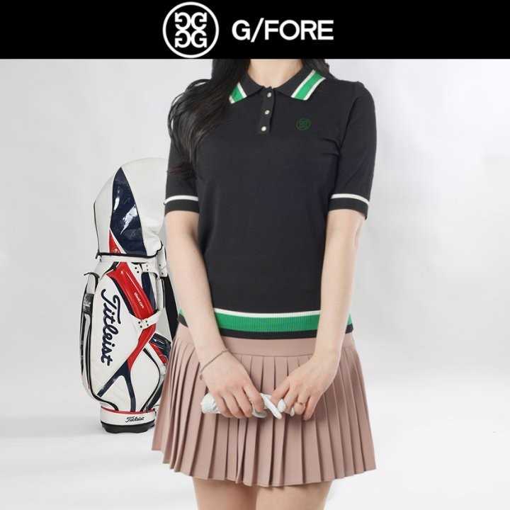 지포어 여성 띠 배색 단추카라 반팔(3color)