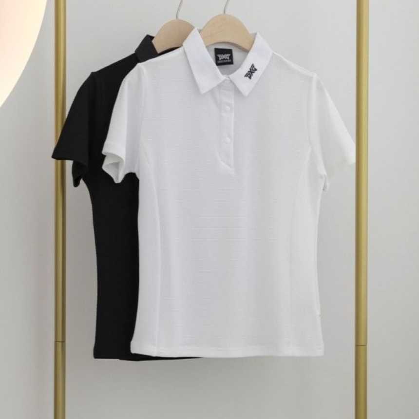 PXG 수입고급 여성 베이직 엠보 썸머 카라티셔츠(2color)