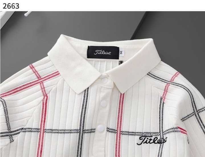 타이틀리스트 수입고급 여성 체크 로고 자수 카라티셔츠(3color)