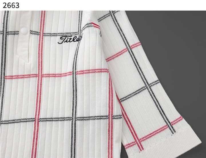 타이틀리스트 수입고급 여성 체크 로고 자수 카라티셔츠(3color)