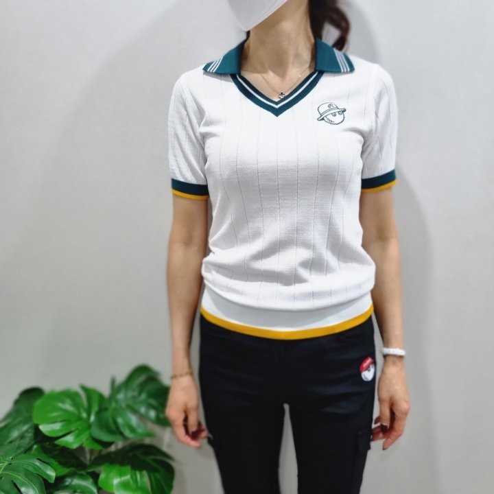 말본 여성 골지 브이카라 반팔니트(3color)