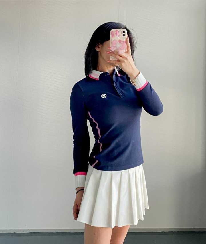 지포어 여성 투톤 카라 티셔츠(2color)