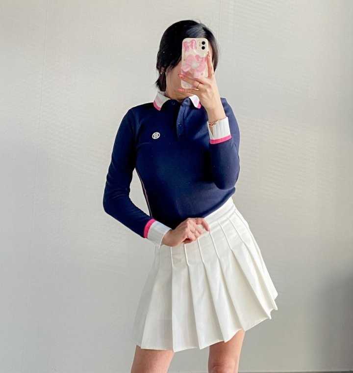 지포어 여성 투톤 카라 티셔츠(2color)